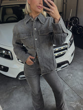 Load image into Gallery viewer, Gigi Denim Slim Flare Button Shirt Set - Grey Denim
