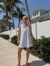 Load image into Gallery viewer, Maryellen Square Neck Cotton Twill Mini Dress - Blue
