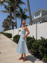 Load image into Gallery viewer, Summer Fever Strapless Denim Midi Dress
