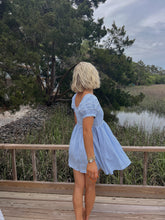 Load image into Gallery viewer, Miley Babydoll Linen Dress - Baby Blue
