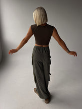 Load image into Gallery viewer, Kelly Ribbed Wide Leg Cargo Pants - Olive
