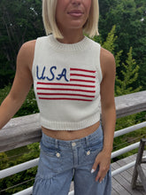Load image into Gallery viewer, Land of the Free Sleeveless Knit Tank - White
