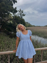 Load image into Gallery viewer, Miley Babydoll Linen Dress - Baby Blue
