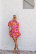 Load image into Gallery viewer, Jolie Puff Sleeve Collared Bubble Dress - Pink Floral
