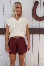 Load image into Gallery viewer, Riley High-Rise Flare Faux Leather Shorts - Scarlet
