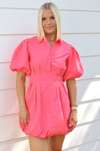 Load image into Gallery viewer, Jolie Puff Sleeve Collared Bubble Dress - Coral
