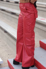 Load image into Gallery viewer, On the Prowl Leather Cargo Pants - Red
