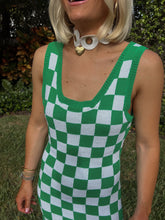 Load image into Gallery viewer, Logan Checkered Knit Tank Dress - Green
