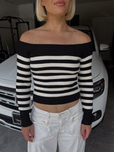 Load image into Gallery viewer, Dorinda Off Shoulder Striped Knit Sweater
