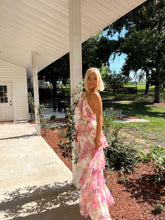 Load image into Gallery viewer, Full Bloom Tiered Chiffon Halter Maxi - White Multi
