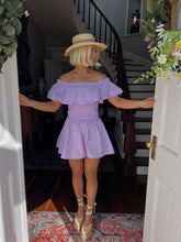 Load image into Gallery viewer, Marney Off Shoulder Smocked Romper - Lavender
