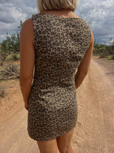 Load image into Gallery viewer, Porsha Boat Neck Leopard Mini Dress
