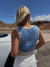 Load image into Gallery viewer, Going Places Chunky Knit Tank - Blue/Beige
