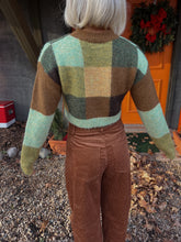 Load image into Gallery viewer, Cindy Crop Checkered Sweater - Green/Brown
