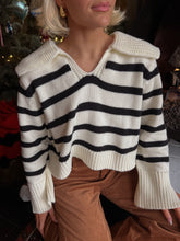 Load image into Gallery viewer, Sylvie Striped Collar Sweater - Ivory/Black
