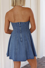 Load image into Gallery viewer, In Full Swing Strapless Denim Dress
