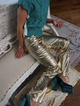 Load image into Gallery viewer, Gia Utility Vegan Metallic Pants - Gold
