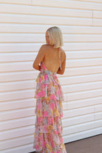 Load image into Gallery viewer, Full Bloom Tiered Chiffon Halter Maxi - Pink Multi
