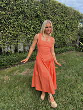Load image into Gallery viewer, Eleanor Square Neckline Drop Waist Dress - Orange
