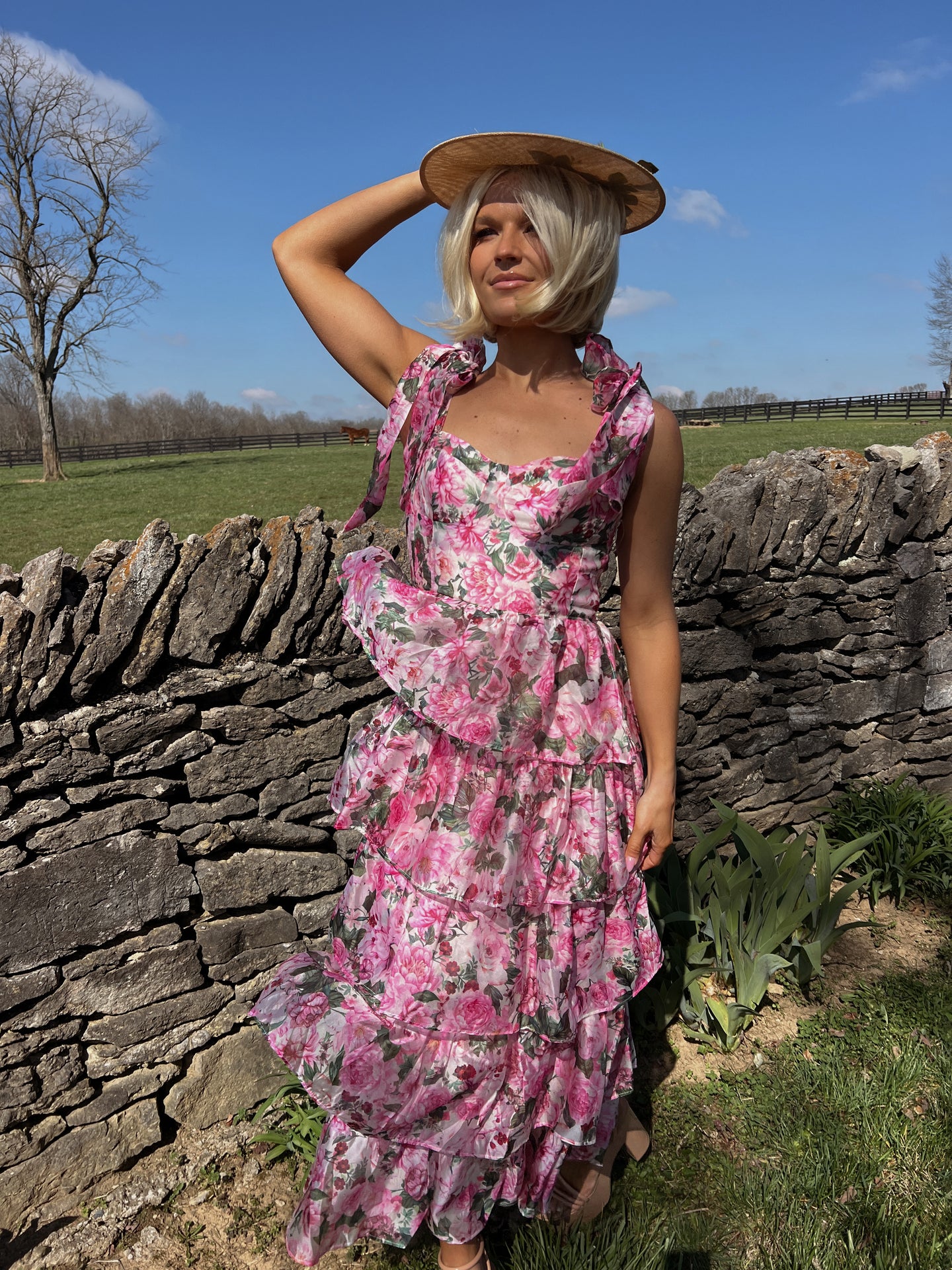 Olivia Floral Tiered Midi Dress