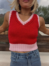 Load image into Gallery viewer, Going Places Chunky Knit Tank - Red/Pink
