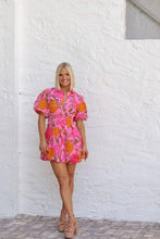 Load image into Gallery viewer, Jolie Puff Sleeve Collared Bubble Dress - Pink Floral
