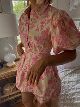 Load image into Gallery viewer, Charlotte Puff Sleeve Button-Up Bubble Dress - Pink Blush
