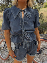 Load image into Gallery viewer, Ashton Denim Tie Blouse
