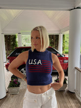 Load image into Gallery viewer, Land of the Free Sleeveless Knit Tank - Navy
