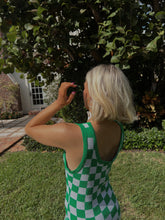 Load image into Gallery viewer, Logan Checkered Knit Tank Dress - Green
