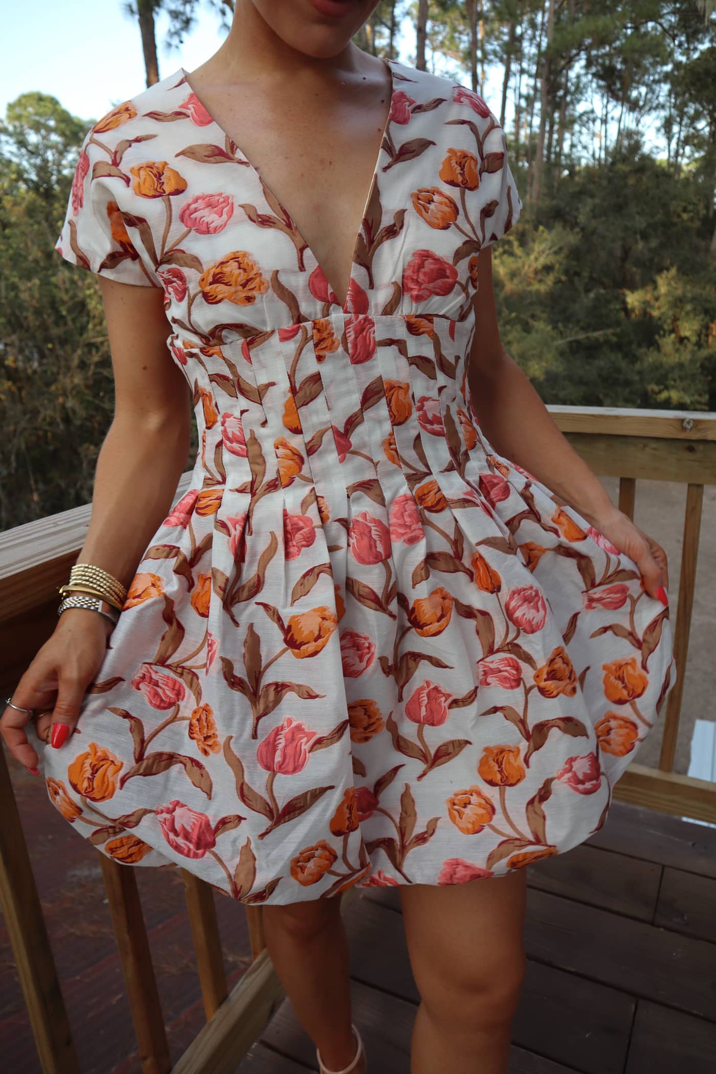 Autumn Tulip Embroidered Mini Dress