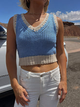 Load image into Gallery viewer, Going Places Chunky Knit Tank - Blue/Beige
