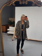 Load image into Gallery viewer, It&#39;s a Vibe Aztec Fringe Cardigan - Olive
