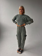 Load image into Gallery viewer, Izzie Waffle Knit Cargo Set - Olive
