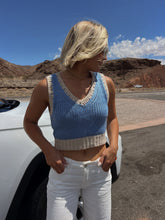 Load image into Gallery viewer, Going Places Chunky Knit Tank - Blue/Beige
