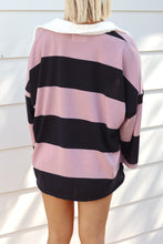 Load image into Gallery viewer, All-Star Stripe Oversize Collar Top - Navy/Mauve
