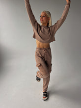 Load image into Gallery viewer, Izzie Waffle Knit Cargo Set - Mocha
