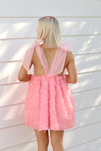 Load image into Gallery viewer, Flower Petal Ribbon Tie Mini Dress - Pink
