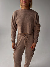 Load image into Gallery viewer, Izzie Waffle Knit Cargo Set - Mocha
