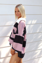 Load image into Gallery viewer, All-Star Stripe Oversize Collar Top - Navy/Mauve
