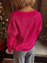 Load image into Gallery viewer, Cynthia Ribbed V-Neck Sweater - Pink
