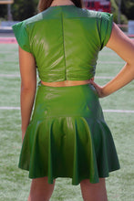 Load image into Gallery viewer, Starting Lineup Gathered Faux Leather Cut-Out Dress - Green
