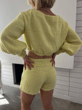 Load image into Gallery viewer, Barbara Tweed Crop Shorts Set - Yellow
