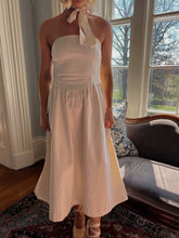 Load image into Gallery viewer, Kate Strapless Stretch Twill Midi Flare Dress - Cream
