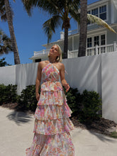 Load image into Gallery viewer, Full Bloom Tiered Chiffon Halter Maxi - Floral Multi
