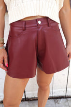 Load image into Gallery viewer, Riley High-Rise Flare Faux Leather Shorts - Scarlet
