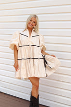 Load image into Gallery viewer, Nellie Poplin Tiered Shirt Dress - Natural

