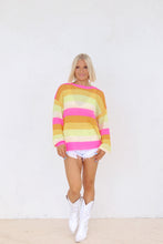 Load image into Gallery viewer, Annabelle Striped Slouchy Sweater - Neon Rainbow
