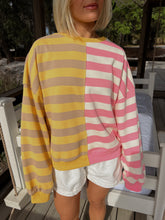 Load image into Gallery viewer, Danni Striped Contrast Crewneck - Yellow/Pink
