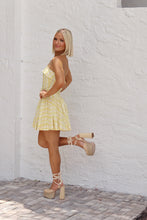 Load image into Gallery viewer, Augusta Floral Strapless Drop Waist Dress - Yellow
